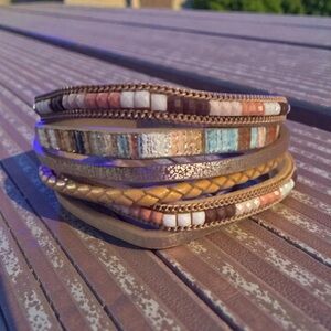 New Multicolor Beaded Fashion Bracelet with  Silver Tone Magnetic Clasp